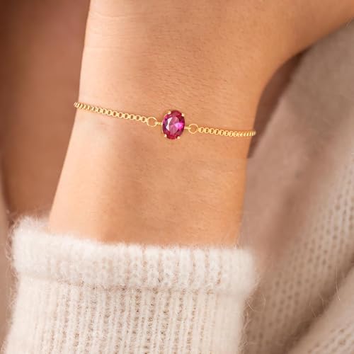 Sistble October Birthday Gifts for Women, Valentines Day Gifts for Teens Oval Stone Birthstone Bracelet October Tourmaline Bracelet Dainty Gold Jewelry Anniversary Mothers Day Birthday Gifts — view 5