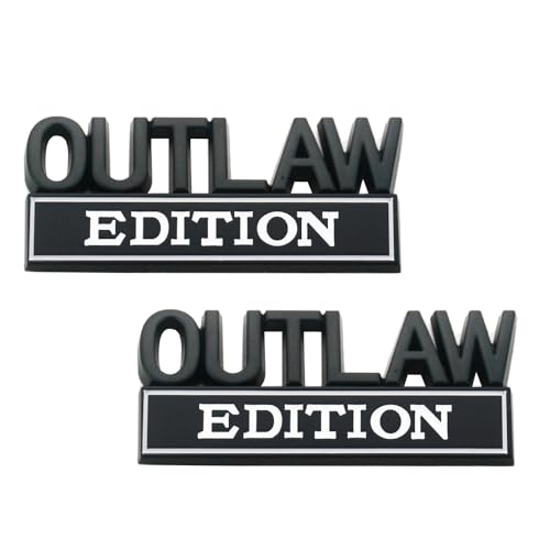 Image of 2Pc Outlaw Edition Emblem 3D Badge Stickers with Double Tape for Cars, Trucks, Motorcycles, Boats (Black White)