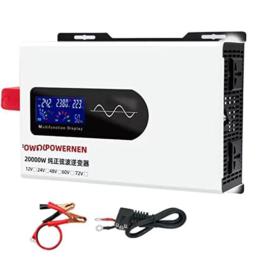 Inversor de Corriente 7000W, 8000W, 9000W, 12000W, 15000W, 20000W Inversor de Onda sinusoidal Pura 48V, 60V, 72V DC a 220V AC Convertidor para Cocina de inducción, Olla eléctrica para fre