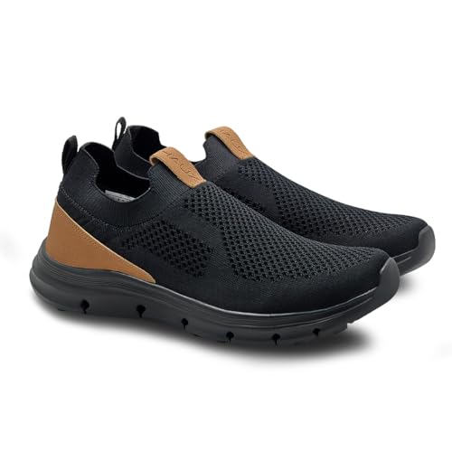 Image of HAUX Men's Slip-On Running Shoes | Lightweight Sports Sneakers with Memory Foam Cushioning | Walking, Gym, Jogging, Training | Ultra Comfort & Style