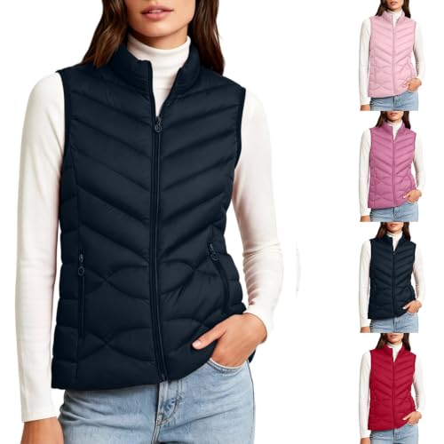 Cropped Puffer Vest Women Sleeveless Zip Up Winter Outerwear with Pockets - image 1