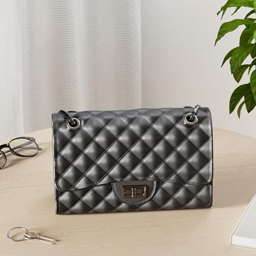 Image of Gladdon Quilted Crossbody Purse for Women Trendy Shoulder Bags | Stylish Shoulder Purse,Quilted Pattern,Structured bag,Chain Strap,Spacious Enough,Casual and Dressy Outfits,Any Occasion