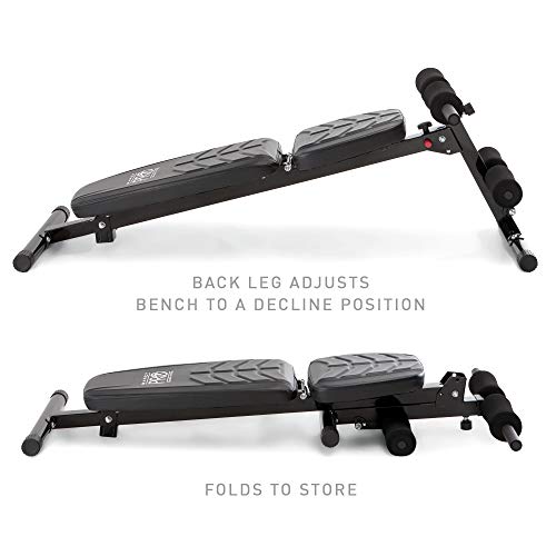 Marcy Multi-Position Utility Bench with Adjustable Hyper-Extension Anchor, 250-lb Max. Capacity Home-Gym Equipment PM-4880, Black