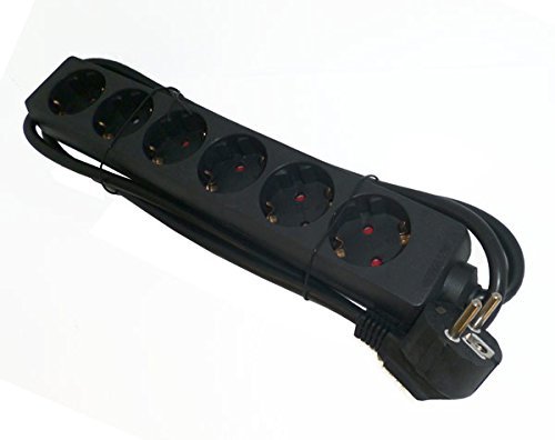 Preisvergleich Produktbild Diverse Steckdosenleiste schwarz 6-fach 6x Schuko 1.4m