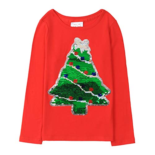 Image of Christmas Shirts for Girls and Boys Flip Sequin Santa Christmas Tree Kids T-Shirt Clothing