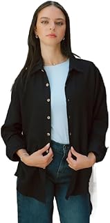 كنزا قميص كتان باكمام طويلة للجنسين