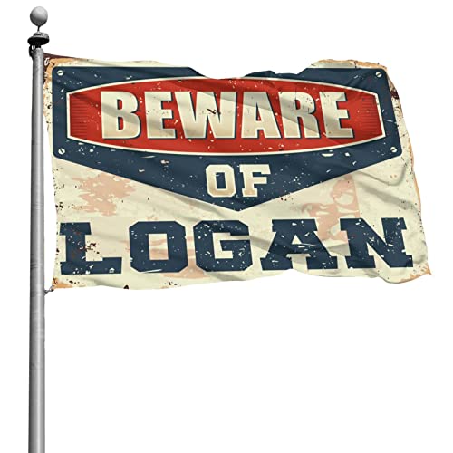 Drapeaux pour chambre de garçon habillage grand mur Beware of Logan 152x244