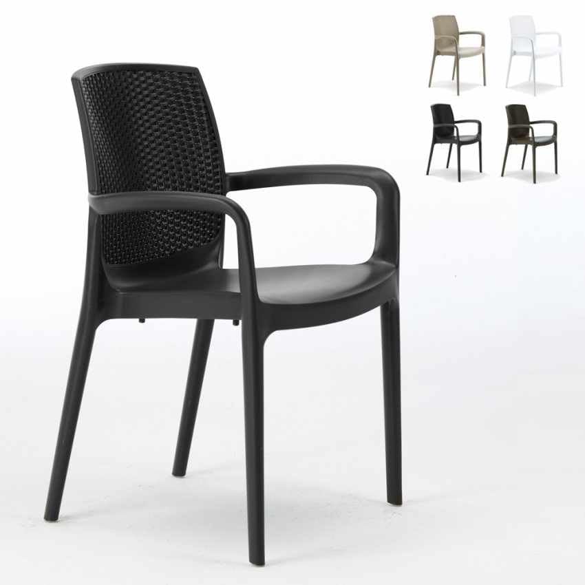 Produce Shop Sedie Poltrona Poly Rattan Braccioli per Giardino Bar Ristorante Boheme Grand Soleil - Nero