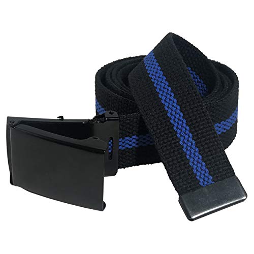 Jackster Slide Thin Blue Line Web Belt – Military Style with Black Buckle – Adjustable – Made in USA