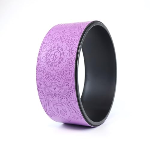 Tuyiutm補助ヨガポーズと後屈逆立ち用のコルクヨガホイール、厚みのある圧縮抵抗、後屈ヨガリング、ピラティスリング用コルクPUゴムヨガホイール、木目調とマンダラプリント (04)