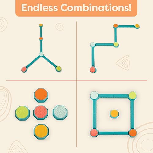 B. Toys – Balance Beam for Kids – Interlocking Balancing Beams – 5 Sensory Pads & 8 Beams – Active Play for Toddlers, Kids – 3 Years + – Balance & Build Set - Image 7