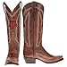 Vaccari Women's Naomi Genuine Leather AM Texas Embroidery Snip Toe Cowgirl Boots - Mocha - 7 B
