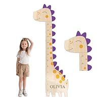 Personalized Wooden Dinosaur Growth Chart Ruler, Custom Height Chart for Boys Girls, Nursery Wall Decor Kids Growth Ruler，Kids Measuring Chart for Wall