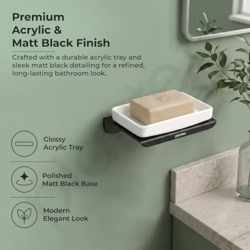 Image of Plantex Stainless Steel with ABS Material Soap Holder for Bathroom /Wall Mounted Soap Holder /Bathroom Accessories - (Matt Black)