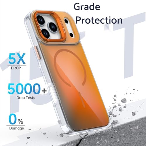 Coque iPhone 17 orange antichoc avec support pour éviter les chutes