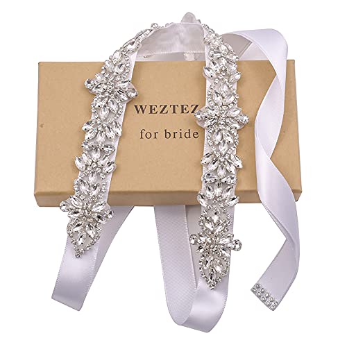 Rhinestone Bridal Belt Handemade Wedding Belt Sashes Bling Wedding Dress Belt (white)2