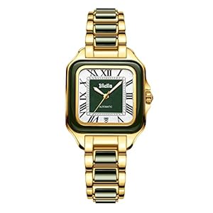 Diella Rectangle Automatic Wrist Watches for Men and Women with Jade