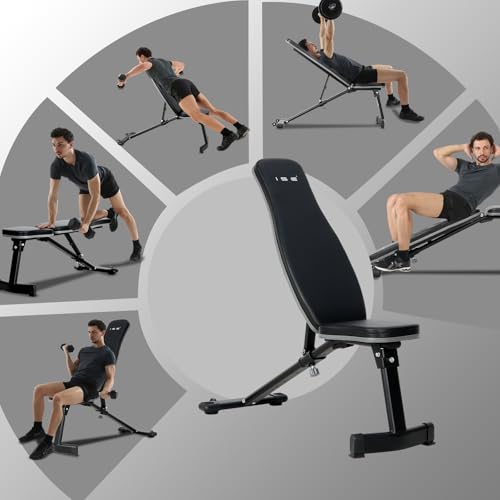 ISE Banc Musculation Pliable Complet Inclinable, Banc de Musculation Complet Pliable Multifonction, Banc Abdominaux&Bancs de Musculation 6 Positions Réglable(-25°-100°), Bench Musculation/Banc Muscu – Image 5