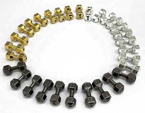 Fiona Dumbbell Charms For Jewelry Making – Diy Supplies Miniature Sports Fitness Equipment Connector Spacer Charm Bead Pendant – Pack Of 30 Pcs (Multicolored) #TOP1
