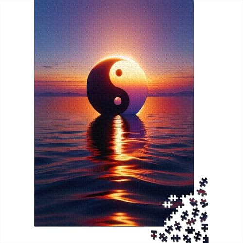 Puzzle de 1000 piezas para adultos diseño Yin Yang Atardecer, juego antiestrés de 70x50cm