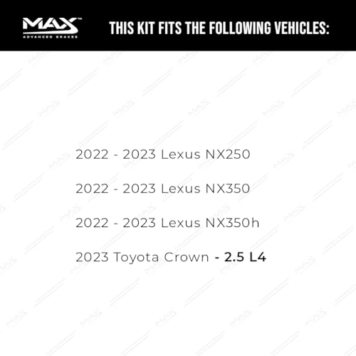 Image of Max Advanced Brakes Front & Rear Brake Kit Compatible With 2022-2023 Toyota Crown Compatible With Lexus NX250 NX350h Replacement Geomet Coated OE Disc Brake Rotors and Ceramic Brake Pads