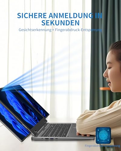KOOFORWAY Laptop mit 3 Bildschirmen, 16" Hauptdisplay+2x10,5",i7-12700H,32GB RAM,2TB SSD,Win 11 Pro,Wi-Fi 5,BT 5.0, Gesicht/Fingerabdruck,Deutsches QWERTZ-Layout,USB-C (Max16-i7-12700H(32GB+2TB)) 6