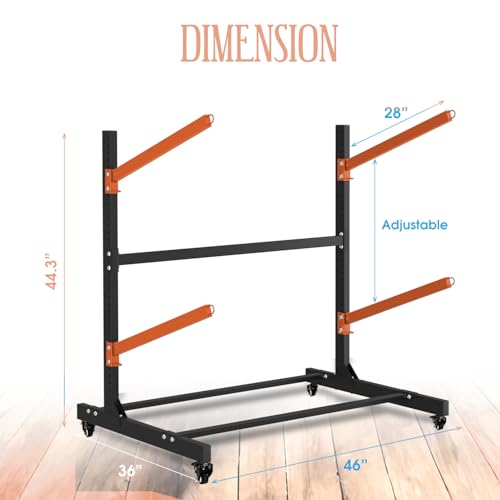 BTRAM 2 Levels Kayak Storage Rack, Heavy Duty Freestanding Sup Storage Stand, Storage Rack for Kayaks, SUPs, Canoe and Paddleboard for Indoor, Outdoor, Garage, Shed, Dock…(Wood) - Thumbnail 4