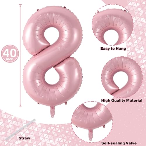 Image of 18 Foil Balloon Pastel Pink, 40 Inch Helium Number 1 & 8 Balloon for 18 Year Old Birthday Decorations, Large Self Inflating Mylar 18 Balloon for Girls 18th Birthday Party Anniversary Decor Supplies