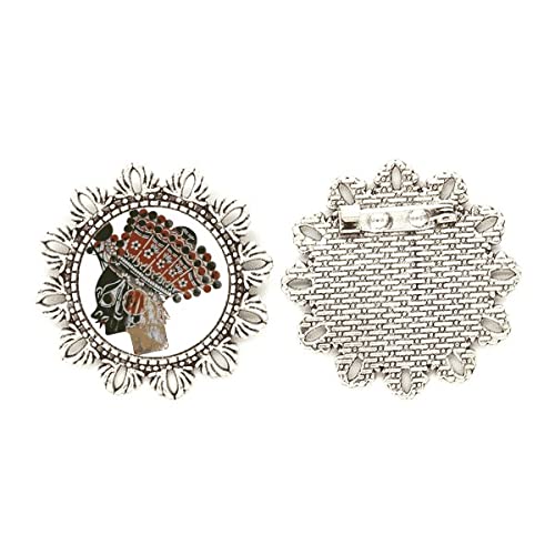 Broche de flores plateadas tradicional accesorio de moda étnica joya de diseño minoritario mediano