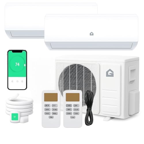 20K BTU Dual 2 Zone Mini Split Air Conditioner, 20 SEER2 12000 + 12000 BTU Wifi Enabled Ductless Mini Split AC with Pre-Charged Condenser, Heat Pump & 16ft Installation Kits, 208-230V by MERXENG - Used condition - US$909.28