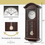 Pendulum Wall Clock - 27 inch Wooden Hanging Grandfather Wall Clock with Pendulum - Real Wood, Quiet, Non-Chiming & Battery Operated for Living Room Decor, Office & Home Décor Gift - Image 3
