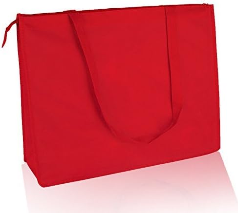 Paquete de 12 bolsas reutilizables no tejidas Jumbo con cremallera (paquete de 12) (rojo)