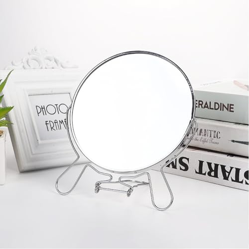 Espejo de maquillaje redondo portátil con aumento y soporte miniatura 6
