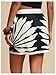 MakeMeChic Women's Summer Boho Wrap Mini Skirt Beach Vacation Short Skirts Leave Print Black Medium