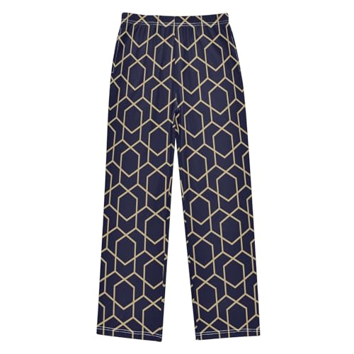 ZZXXB Geometry Pattern Boys Long Pants Soft Trousers Elastic Waist Kids Lounge Bottoms with Pockets S-XL
