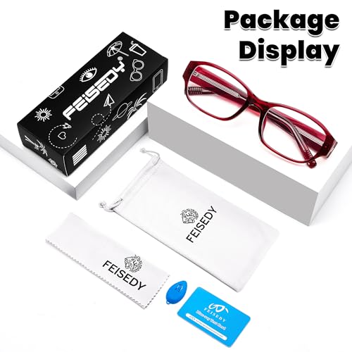 Image of FEISEDY Rectangular Blue Light Blocking Glasses for Women Men Vintage Stylish Computer Glasses Fake Nerd Eyewear Frame B0266
