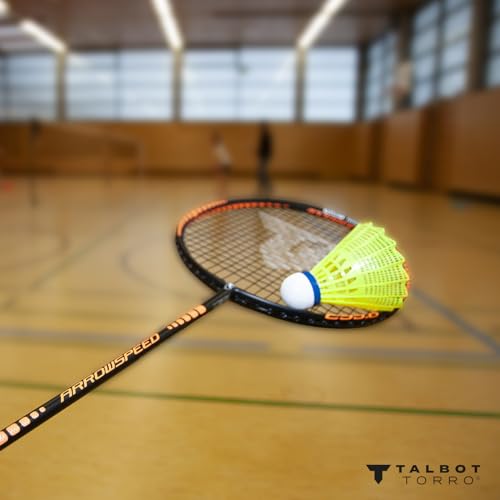Talbot Torro® Badminton Ball Tech 350, 3er Dose, Farbe: Gelb, Geschwindigkeit: Grün/Langsam, Nylonfederball für Freizeit, Training, Schule, für Indoor & Outdoor, 479115