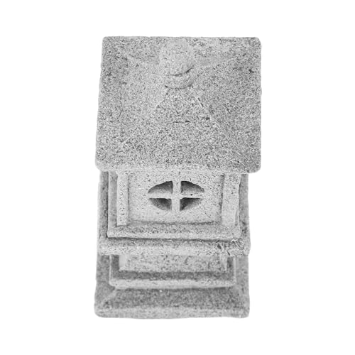 SAFIGLE Miniature Japanese Pagoda Stone Lantern for Zen Garden Decoration Micro Garden and Bonsai Ornament with Removable Top for Light Bead Outdoor Patio and Fish Tank Accent