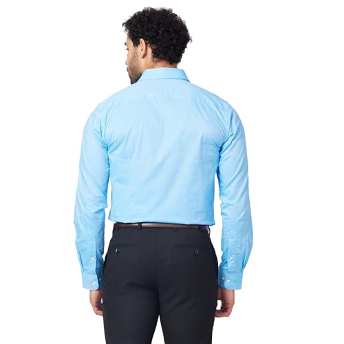 Image of Raymond Men's Slim Fit Solid Pattern Pure Cotton Semi Cut Away Collar Full Sleeve Formal Shirt