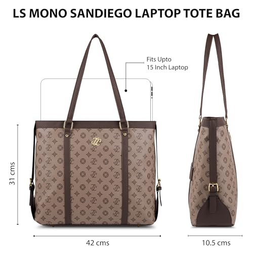 Image of Lavie Signature Women's Sandiego Monogram Tote Laptop Bag | Tote Laptop Bag for Work | Ladies Purse | Stylish Shoulder Bag | Gift for Women