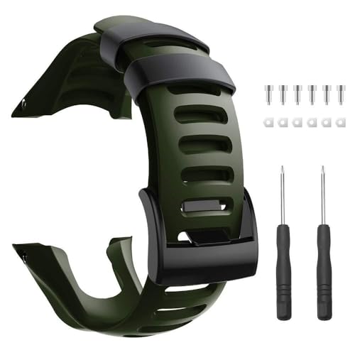 SERDAS Para Suunto Ambit 3 Band, Correa de repuesto para Suunto Ambit 3 Strap - Correa de reloj premium para Suunto Ambit 3 Peak, 3 Sport, 3 Run, 2R, 2S, 2, 1(Army green)