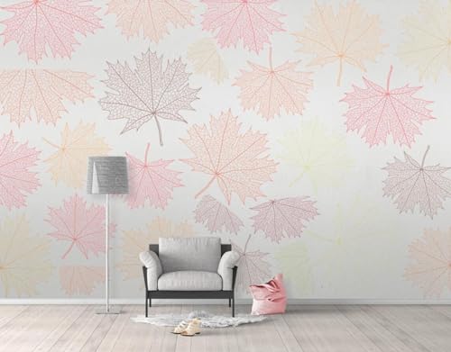 Papier peint panoramique design feuilles roses pour chambre cocoon