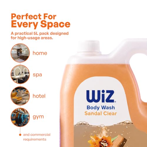 Image of Wiz Sandal Clear Body Wash 5L Refill Can | Paraben Free Shower Gel | Long Lasting Fragrance | Family Pack Liquid Body Cleanser for Men & Women