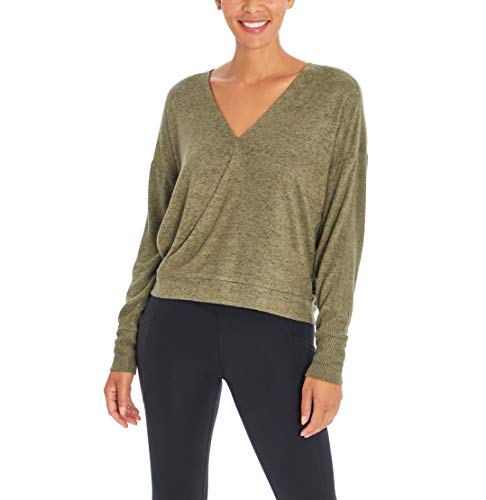 Jessica Simpson Sportswear Lola Long Sleeve Pullover Hoodie, Heathered Lichen Green, Medium