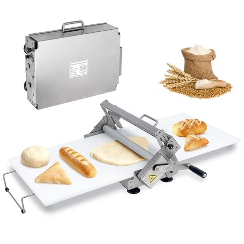 40.9''x15.5' Folding Dough Sheeter with Sheeter Board Portable Manual Dough Roller Machine Stainless Steel Sheeter Thickness Adjustable for Pizza Dough, Puff Pastry Dough