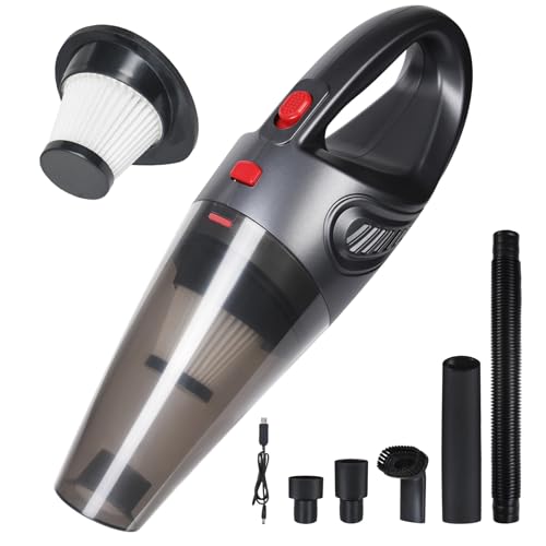 URAQT Aspirateur à main sans fil, 4 en 1, charge USB, haute aspiration de 8 500 PA, 120 W Aspirateur portable pour bureau, maison, voiture, extérieur, animaux de compagnie