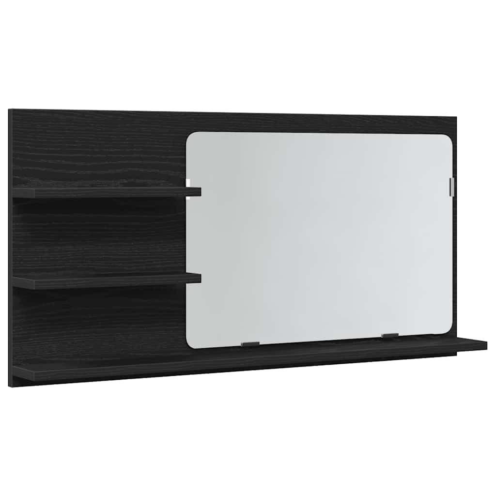 vidaXL Bathroom Mirror Cabinet Black Oak 90x11x45 cm Engineered Wood