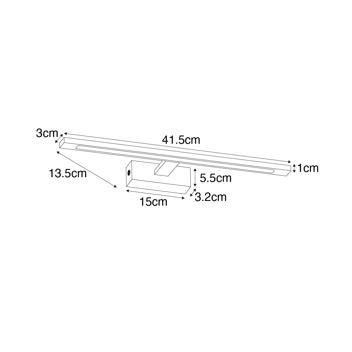 LED Applique murale 1 lumière L 41.5 cm Acier Design éclairage intérieur Salle de bains