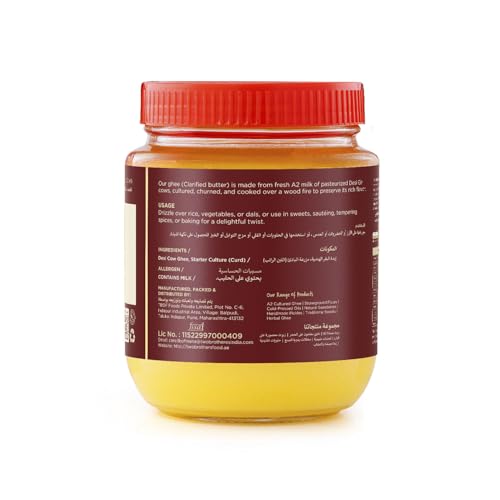 Two Brothers Organic Farms A2 Ghee (1000 ml) |Glyphosate free|Free-grazed, Desi Gir Cows|Traditional Bilona Method|Pure, Natural and Healthy Ghee|Farm-Made A2 Cow Ghee with Probiotics for Gut Health