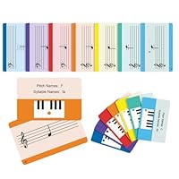 Piano Notes Flashcards - Lernhilfe für Anfänger und Profis - Inklusive Notensystem, Notation, Tonhöhen-/Silbenbezeichnungen, Tastaturposition, Notenschlüssel und mehr - 54 doppelseitige Karten